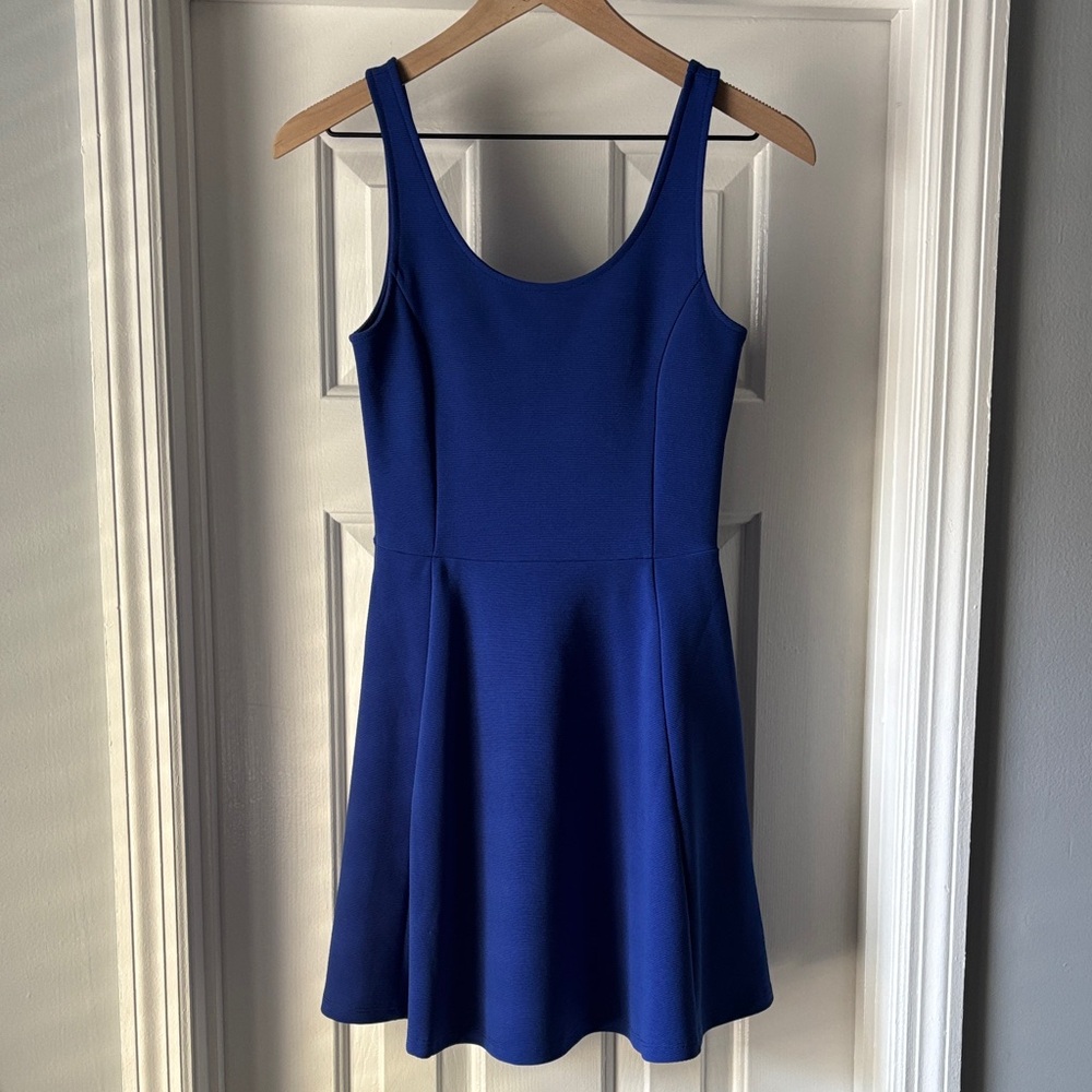 Divided Royal Blue Sleeveless Mini Dress